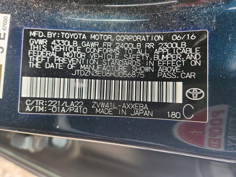 Auction sale of the 2017 Toyota Prius V, vin: JTDZN3EU6HJ056875, lot number: 66233246