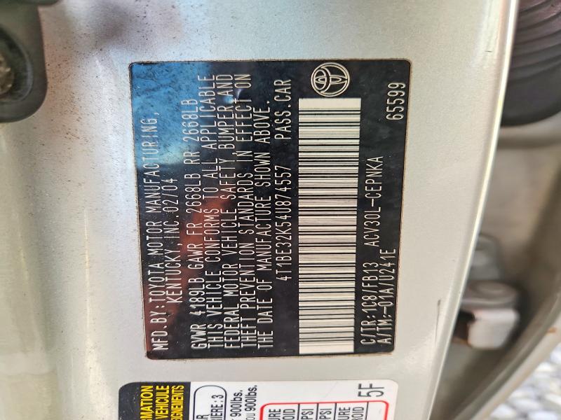 69866656 :رقم المزاد ، 4T1BE32K54U874557 vin ، 2004 Toyota Camry مزاد بيع