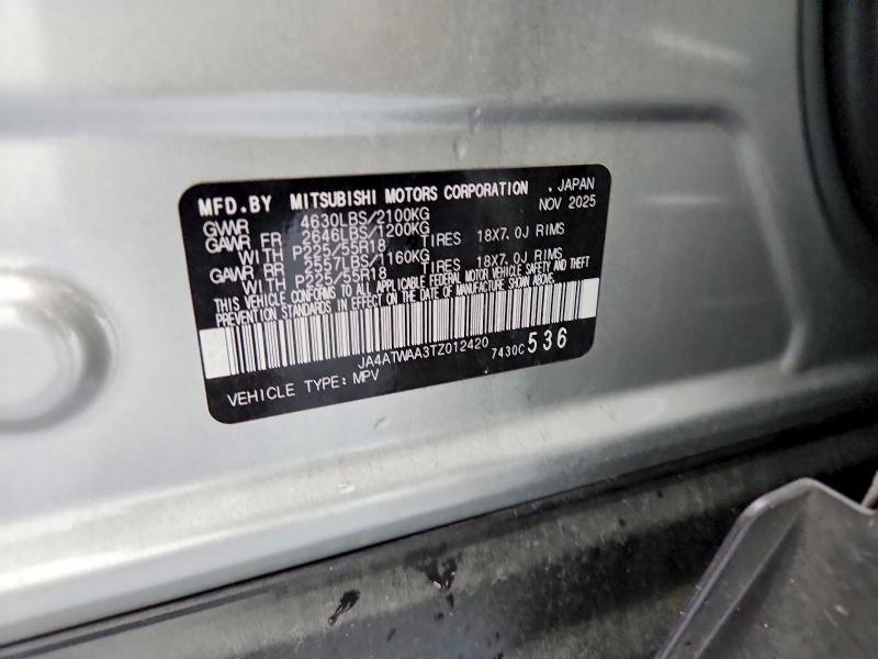 Aukcja sprzedaży 2026 Mitsubishi Eclipse Cross, vin: JA4ATWAA3TZ012420, numer aukcji: 70313406