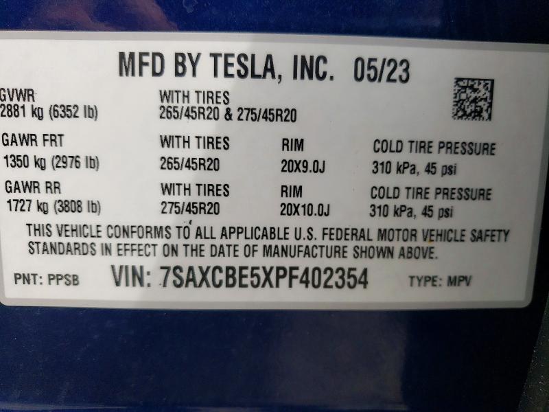 Aukcja sprzedaży 2023 Tesla Model X, vin: 7SAXCBE5XPF402354, numer aukcji: 66360336