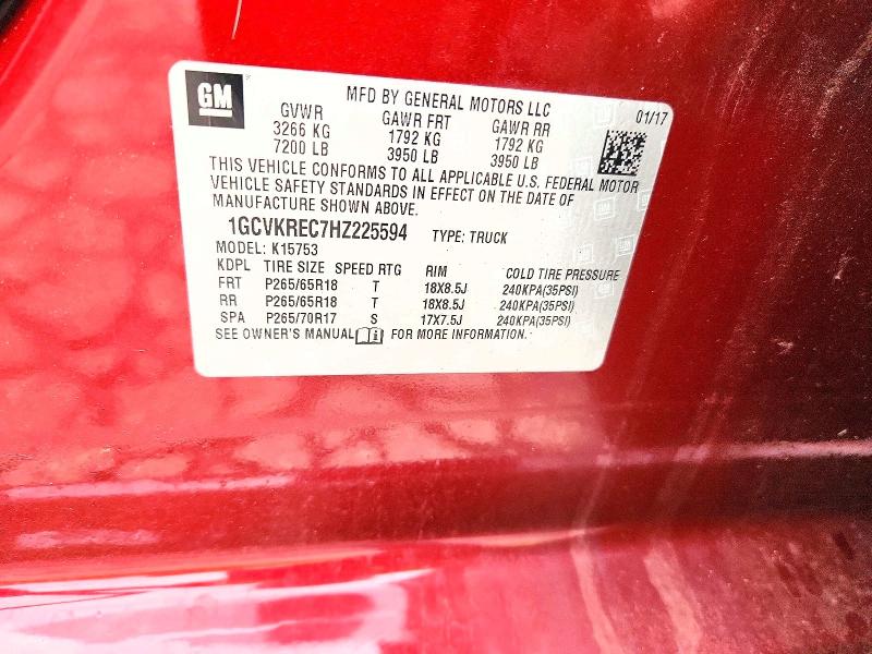Aukcja sprzedaży 2017 Chevrolet Silverado, vin: 1GCVKREC7HZ225594, numer aukcji: 68108216