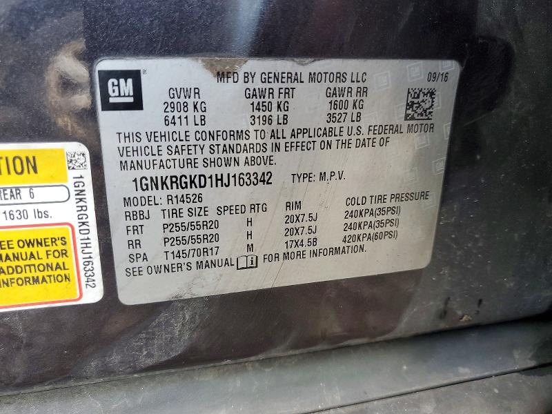 2017 Chevrolet Traverse მანქანა იყიდება აუქციონზე, vin: 1GNKRGKD1HJ163342, აუქციონის ნომერი: 68541566