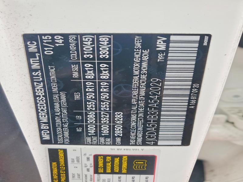 Aukcja sprzedaży 2015 Mercedes-benz Ml, vin: 4JGDA5HB3FA542029, numer aukcji: 67186446