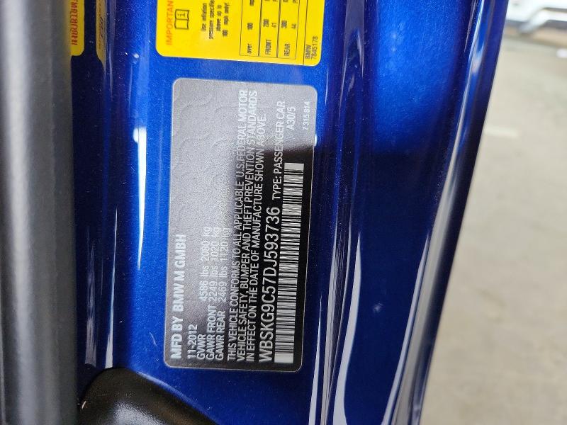 Продаж на аукціоні авто 2013 Bmw M3, vin: WBSKG9C57DJ593736, номер лоту: 67499546