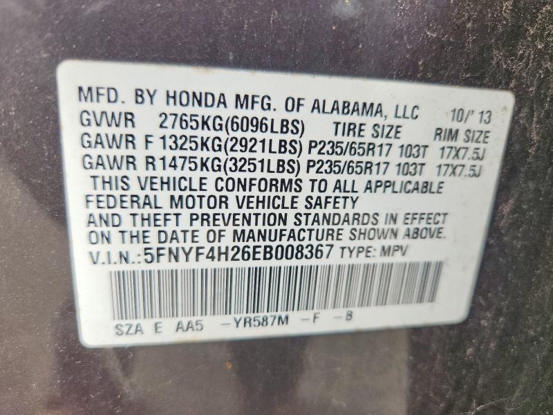 Продаж на аукціоні авто 2014 Honda Pilot, vin: 5FNYF4H26EB008367, номер лоту: 70412346