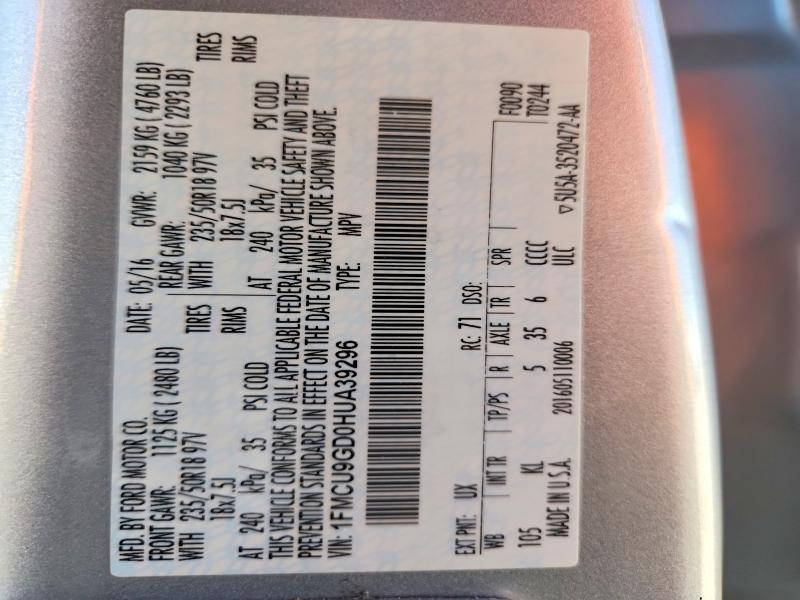 71302516 :رقم المزاد ، 1FMCU9GD0HUA39296 vin ، 2017 Ford Escape مزاد بيع