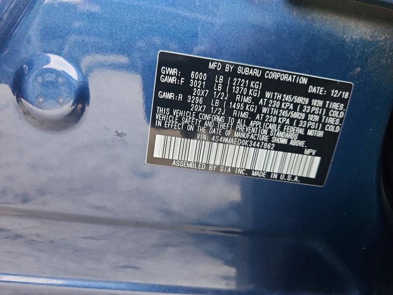Продаж на аукціоні авто 2019 Subaru Ascent, vin: 4S4WMAED0K3447862, номер лоту: 70246426
