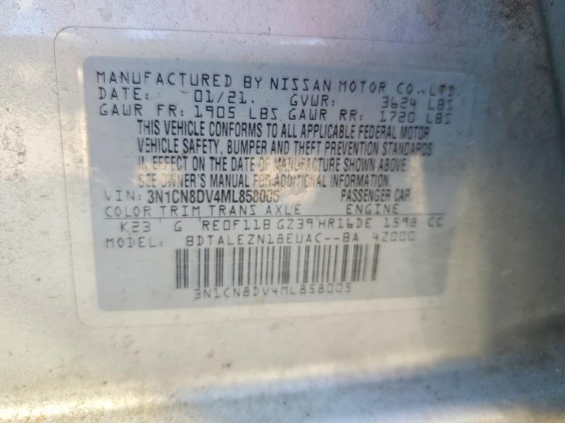 66438706 :رقم المزاد ، 3N1CN8DV4ML858005 vin ، 2021 Nissan Versa مزاد بيع
