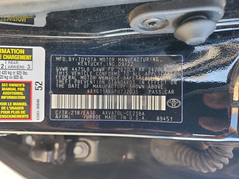 Aukcja sprzedaży 2023 Toyota Camry, vin: 4T1G11AK6PU732035, numer aukcji: 68450066
