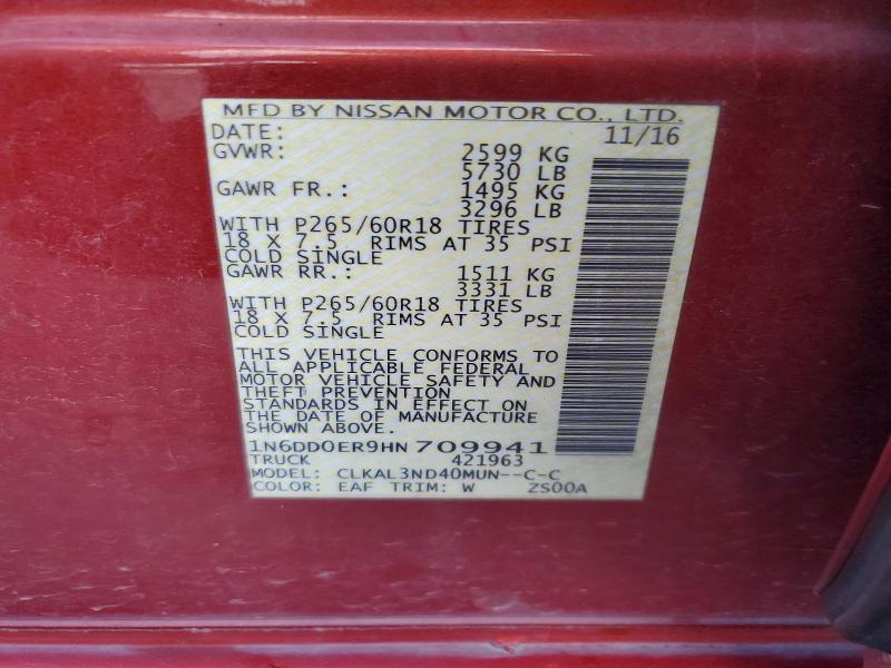 Aukcja sprzedaży 2017 Nissan Frontier, vin: 1N6DD0ER9HN709941, numer aukcji: 69195876