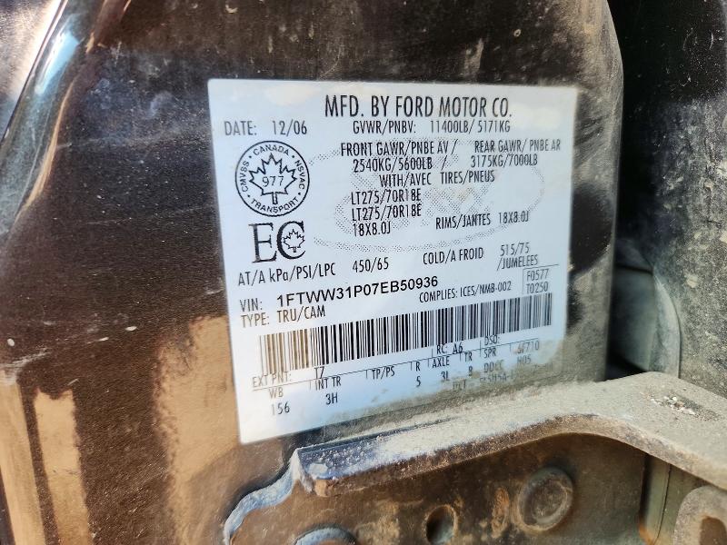 Aukcja sprzedaży 2007 Ford F350, vin: 1FTWW31P07EB50936, numer aukcji: 69784486