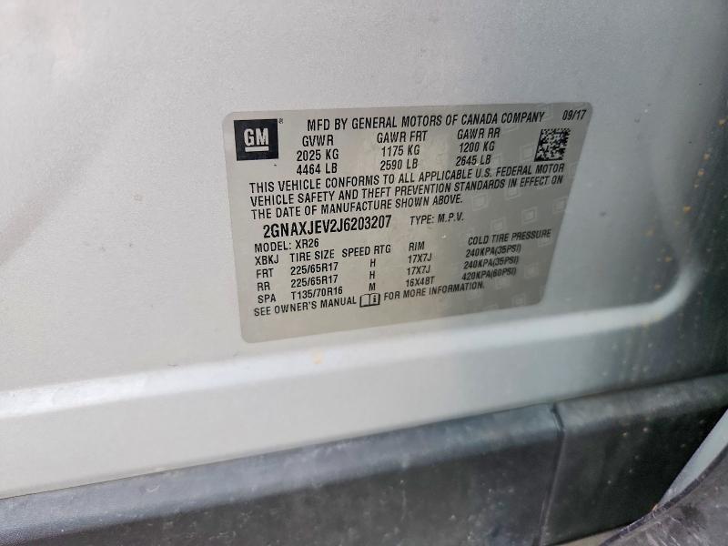 Продажа на аукционе авто 2018 Chevrolet Equinox, vin: 2GNAXJEV2J6203207, номер лота: 68378066