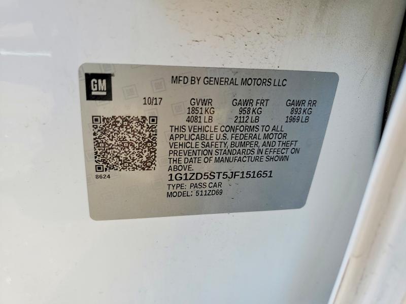 2018 Chevrolet Malibu მანქანა იყიდება აუქციონზე, vin: 1G1ZD5ST5JF151651, აუქციონის ნომერი: 69602586