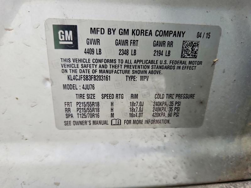 Продажа на аукционе авто 2015 Buick Encore, vin: KL4CJFSB3FB203161, номер лота: 69250306