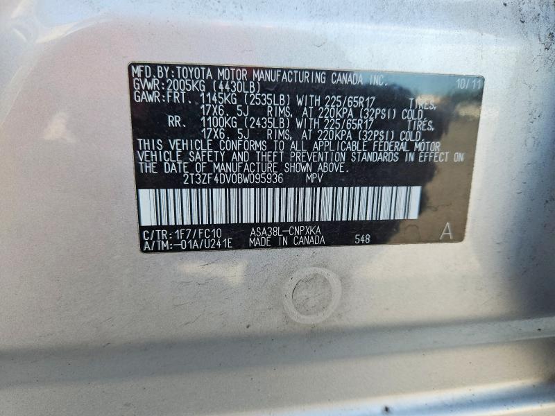 Продаж на аукціоні авто 2011 Toyota Rav4, vin: 2T3ZF4DV0BW095936, номер лоту: 69119766