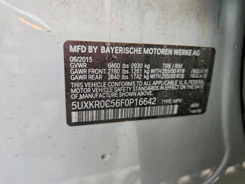 67046656 :رقم المزاد ، 5UXKR0C56F0P16642 vin ، 2015 Bmw X5 مزاد بيع