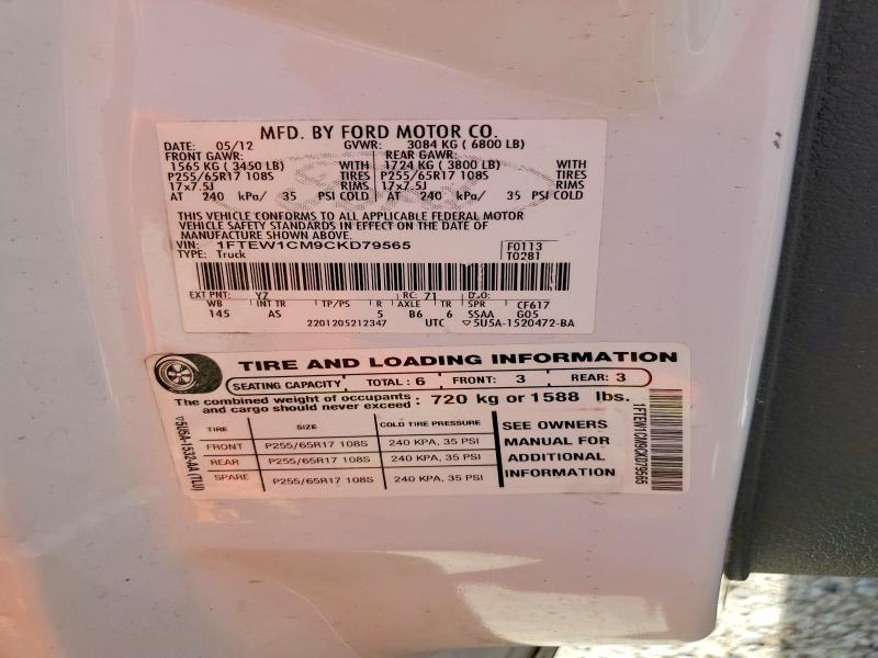 Aukcja sprzedaży 2012 Ford F150, vin: 1FTEW1CM9CKD79565, numer aukcji: 68652356