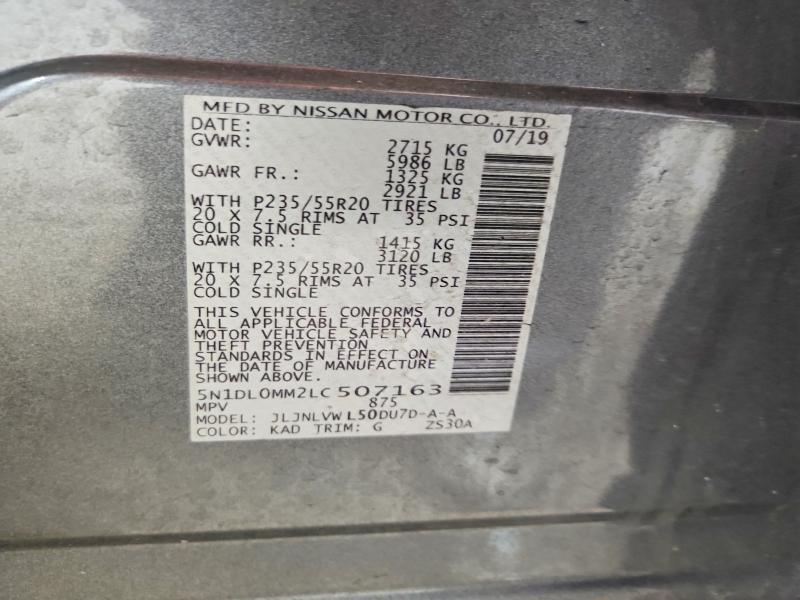 2020 Infiniti Qx60 მანქანა იყიდება აუქციონზე, vin: 5N1DL0MM2LC507163, აუქციონის ნომერი: 68205646