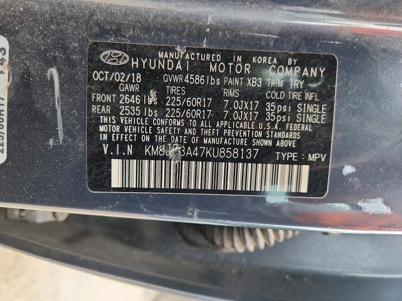 Продажа на аукционе авто 2019 Hyundai Tucson, vin: KM8J23A47KU858137, номер лота: 69798736