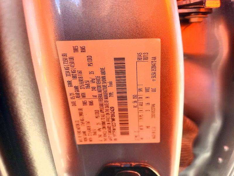 2021 Ford F150 მანქანა იყიდება აუქციონზე, vin: 1FTFW1ED7MFB62429, აუქციონის ნომერი: 70175806