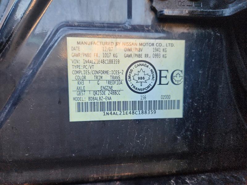 Aukcja sprzedaży 2008 Nissan Altima, vin: 1N4AL21E48C188359, numer aukcji: 67678436