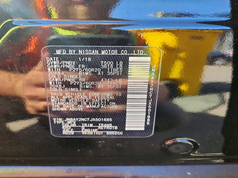 Aukcja sprzedaży 2018 Nissan Armada, vin: JN8AY2NC7JX501685, numer aukcji: 70303226