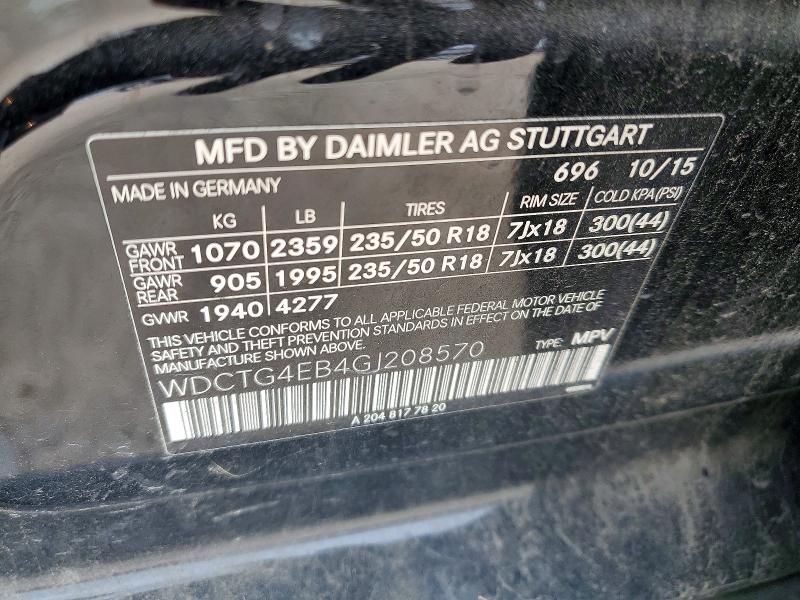 67528006 :رقم المزاد ، WDCTG4EB4GJ208570 vin ، 2016 Mercedes-benz Gla مزاد بيع