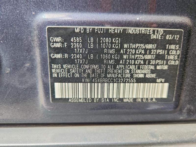 Aukcja sprzedaży 2012 Subaru Outback, vin: 4S4BRBCC1C3272555, numer aukcji: 69073326
