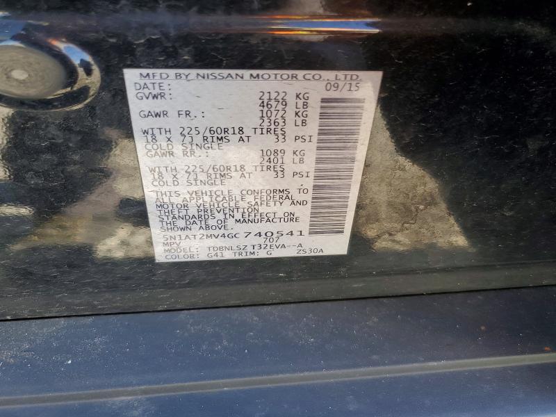 Продаж на аукціоні авто 2016 Nissan Rogue, vin: 5N1AT2MV4GC740541, номер лоту: 69017336