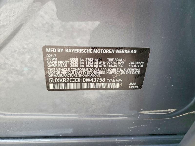 Aukcja sprzedaży 2017 Bmw X5, vin: 5UXKR2C33H0W43758, numer aukcji: 67716986