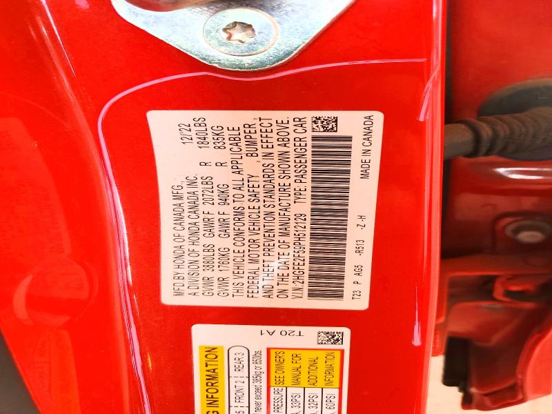 67374066 :رقم المزاد ، 2HGFE2F59PH512129 vin ، 2023 Honda Civic مزاد بيع