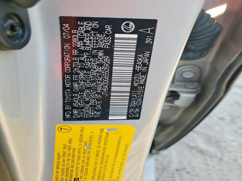Aukcja sprzedaży 2005 Lexus Es, vin: JTHBA30G655059289, numer aukcji: 68928496