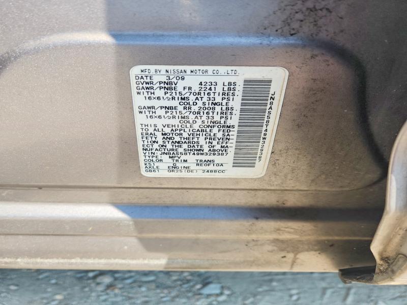 68207336 :رقم المزاد ، JN8AS58T49W329387 vin ، 2009 Nissan Rogue مزاد بيع