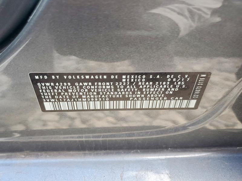 Продаж на аукціоні авто 2017 Volkswagen Jetta, vin: 3VWL17AJ1HM399310, номер лоту: 68536486