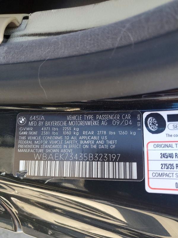 Продаж на аукціоні авто 2005 Bmw 645, vin: WBAEK73435B323197, номер лоту: 67559236