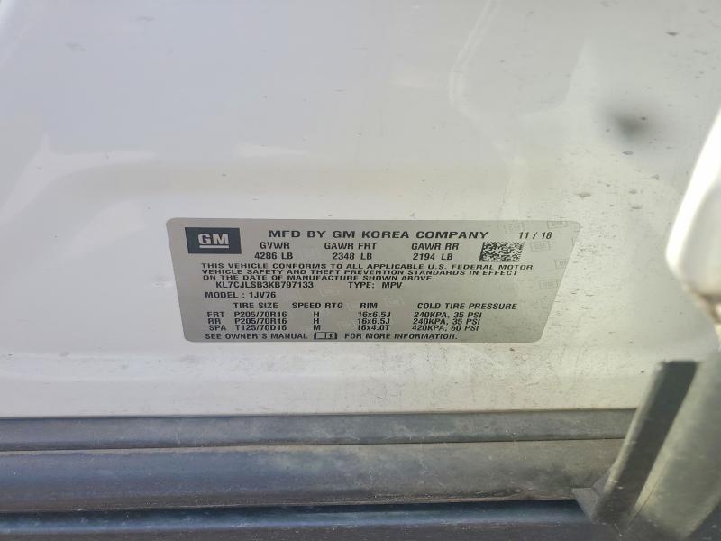 Aukcja sprzedaży 2019 Chevrolet Trax, vin: KL7CJLSB3KB797133, numer aukcji: 67439606