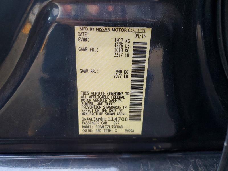 70134096 :رقم المزاد ، 1N4AL3AP8HC114708 vin ، 2017 Nissan Altima مزاد بيع