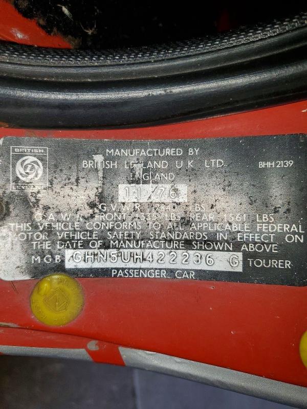 Aukcja sprzedaży 1977 Mgb Project Car, vin: GHN5UH422236G, numer aukcji: 69034866