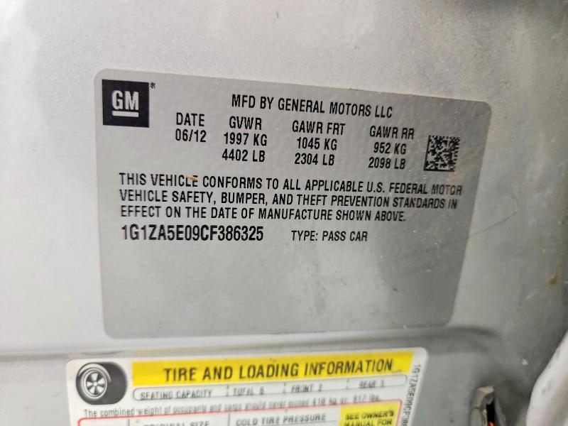 71003666 :رقم المزاد ، 1G1ZA5E09CF386325 vin ، 2012 Chevrolet Malibu Ls1 مزاد بيع