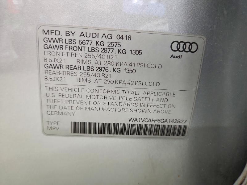 Aukcja sprzedaży 2016 Audi Sq5, vin: WA1VCAFP6GA142827, numer aukcji: 67468036