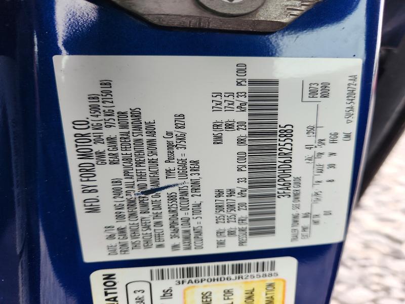 Auction sale of the 2018 Ford Fusion, vin: 3FA6P0HD6JR255885, lot number: 69590906