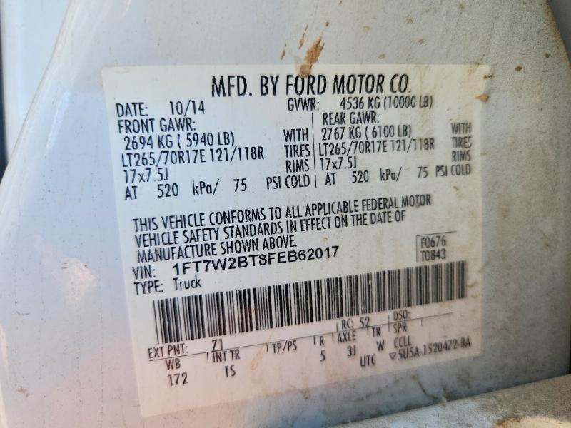Aukcja sprzedaży 2015 Ford F250, vin: 1FT7W2BT8FEB62017, numer aukcji: 70043376