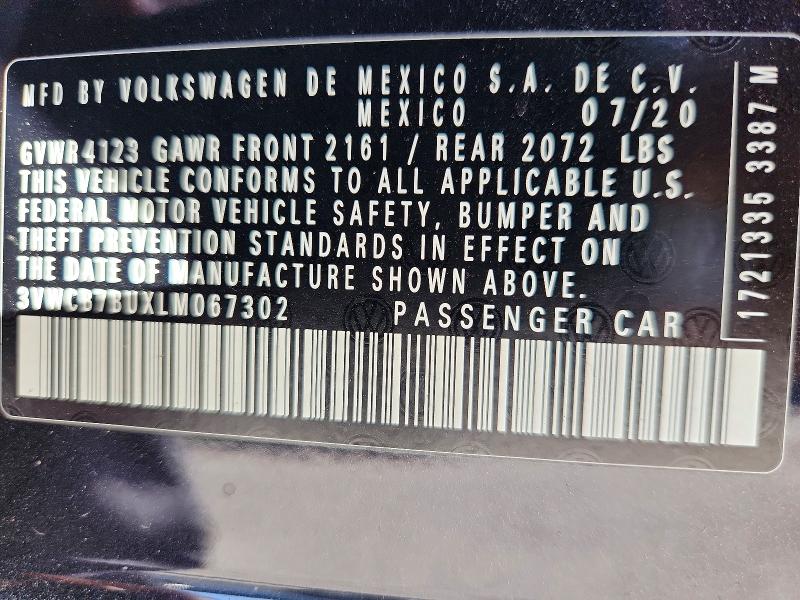 Продаж на аукціоні авто 2020 Volkswagen Jetta S, vin: 3VWCB7BUXLM067302, номер лоту: 68873426