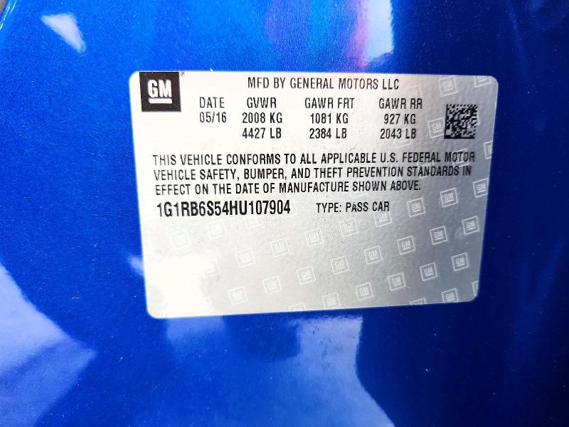 Aukcja sprzedaży 2017 Chevrolet Volt, vin: 1G1RB6S54HU107904, numer aukcji: 69131986
