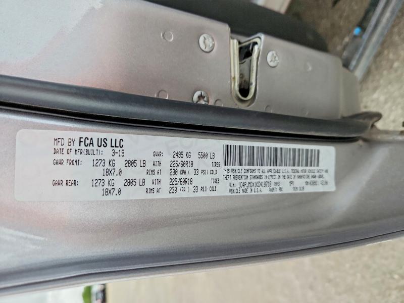 Продажа на аукционе авто 2019 Jeep Cherokee, vin: 1C4PJMDX1KD418718, номер лота: 67444976