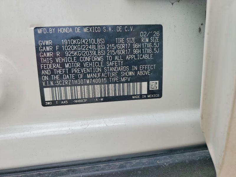 Продажа на аукционе авто 2026 Honda Hr-v, vin: 3CZRZ1H30TM740015, номер лота: 67679476