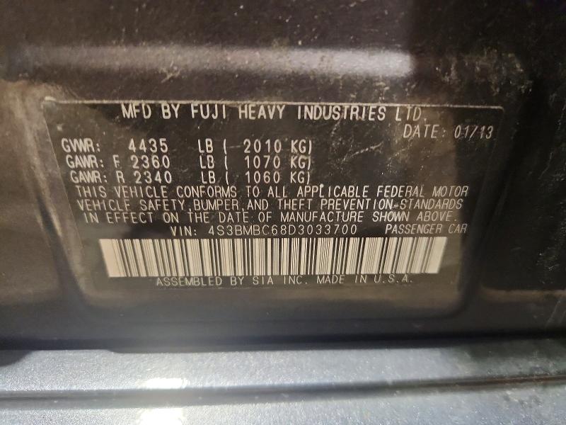 66941876 :رقم المزاد ، 4S3BMBC68D3033700 vin ، 2013 Subaru Legacy مزاد بيع
