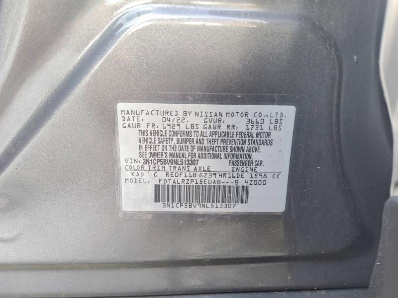 Aukcja sprzedaży 2022 Nissan Kicks, vin: 3N1CP5BV9NL513307, numer aukcji: 70357046