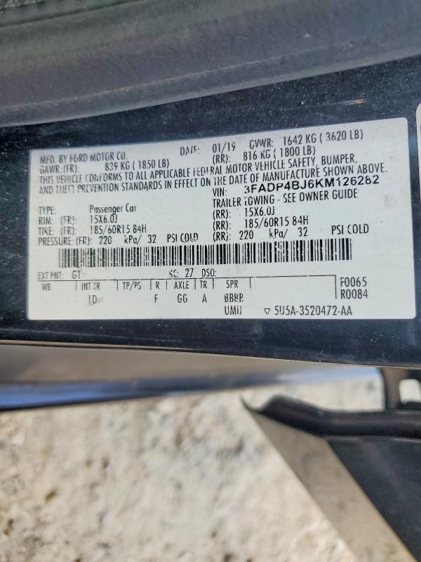 Aukcja sprzedaży 2019 Ford Fiesta, vin: 3FADP4BJ6KM126282, numer aukcji: 69484586