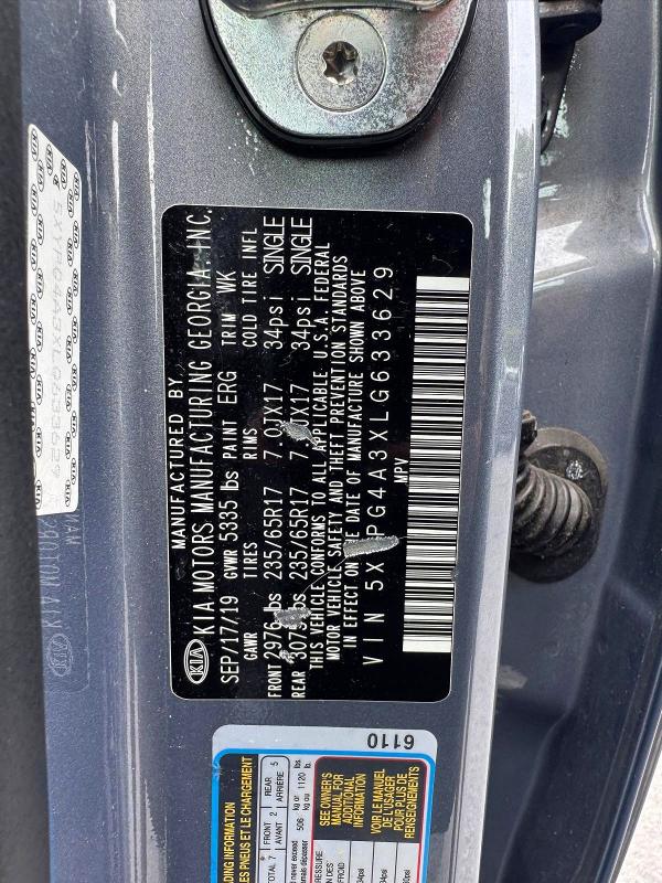 Aukcja sprzedaży 2020 Kia Sorento, vin: 5XYPG4A3XLG633629, numer aukcji: 68620346